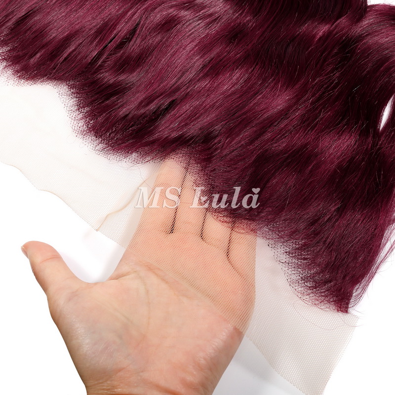 Body Wave #99J Virgin Human Hair 4x4 13x4 Transparent Lace Closure/Frontal - 图片 10